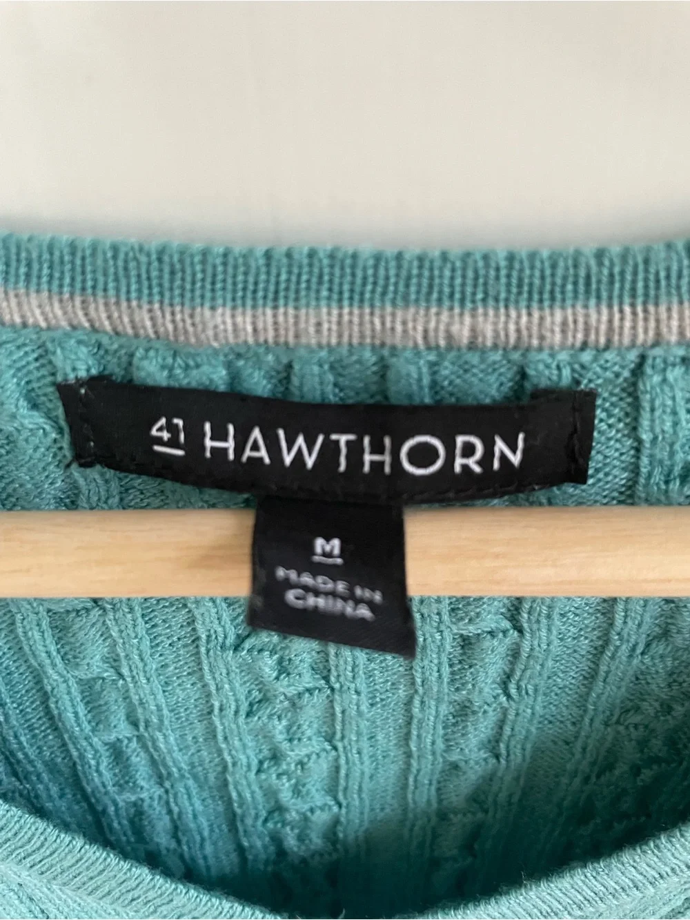 41 Hawthorn Teal Cable Knit V-Neck Sweater